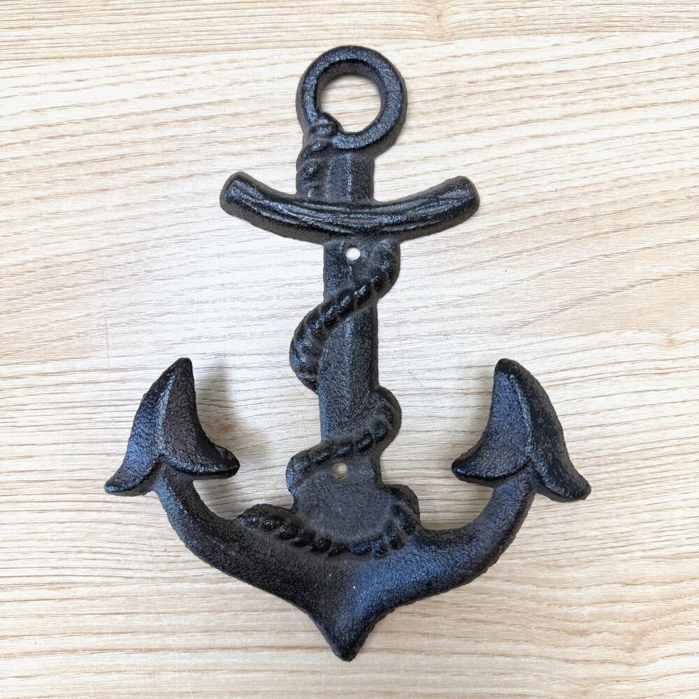 Cast Iron Boat Anchor Wall Hook Mounted Nautical Navy Metal Beach Towel Bath
